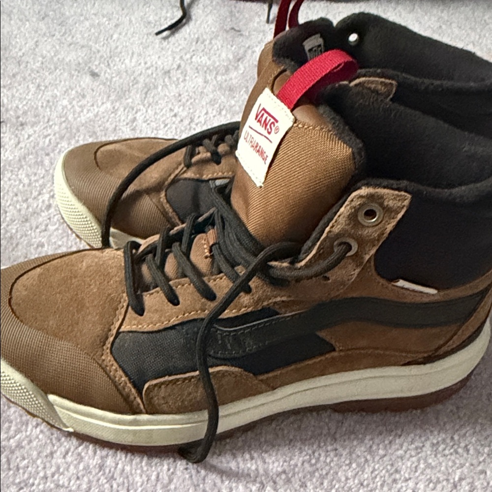 Vans Men's Brown and Black High-Top Sneakers